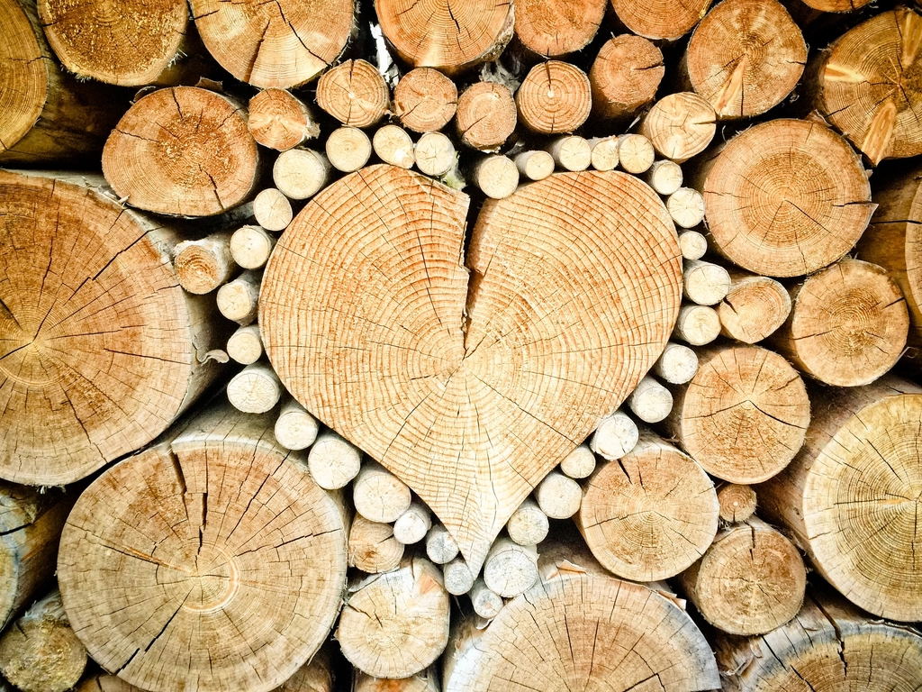 Free heart shaped wooden logs